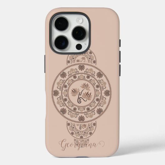 Personalisiert Mocha Rokoko Lotus Ornamental Manda Case-Mate iPhone Hülle (Rückseite)