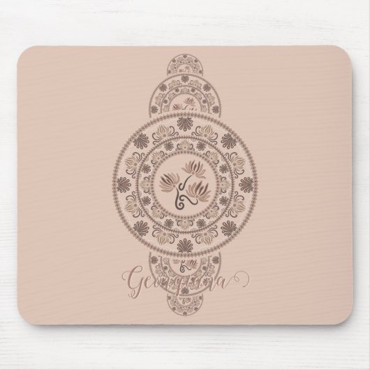 Personalisiert Mocha Rokoko Lotus Ornamental Manda Mousepad (Vorne)
