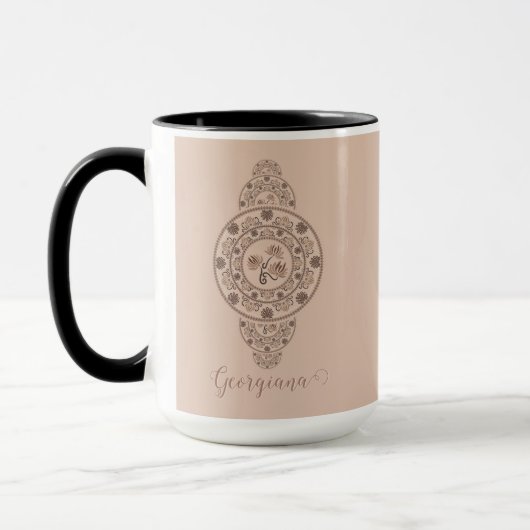 Personalisiert Mocha Rokoko Lotus Ornamental Manda Tasse (Links)