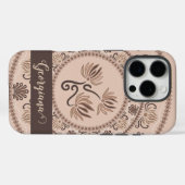Personalisiert Mocha Rokoko Revival Dot Mandala Case-Mate iPhone Hülle (Rückseite (Horizontal))