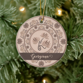 Personalisiert Mocha Rokoko Revival Dot Mandala Keramik Ornament