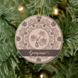 Personalisiert Mocha Rokoko Revival Dot Mandala Keramik Ornament