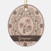 Personalisiert Mocha Rokoko Revival Dot Mandala Keramik Ornament (Links)