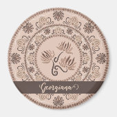 Personalisiert Mocha Rokoko Revival Dot Mandala Magnet (Vorne)