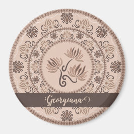 Personalisiert Mocha Rokoko Revival Dot Mandala Magnet
