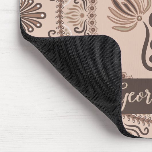 Personalisiert Mocha Rokoko Revival Dot Mandala Mousepad (Ecke)
