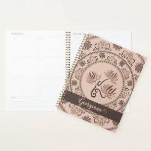 Personalisiert Mocha Rokoko Revival Dot Mandala Planer