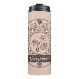 Personalisiert Mocha Rokoko Revival Dot Mandala Thermosbecher