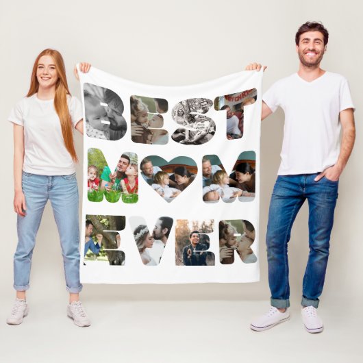Personalisiert modern 11 Foto Beste Mutter überhau Fleecedecke (Beispiel)