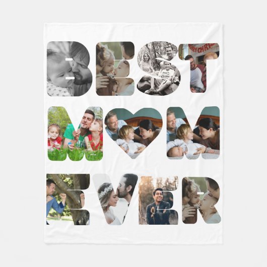 Personalisiert modern 11 Foto Beste Mutter überhau Fleecedecke (Vorderseite)