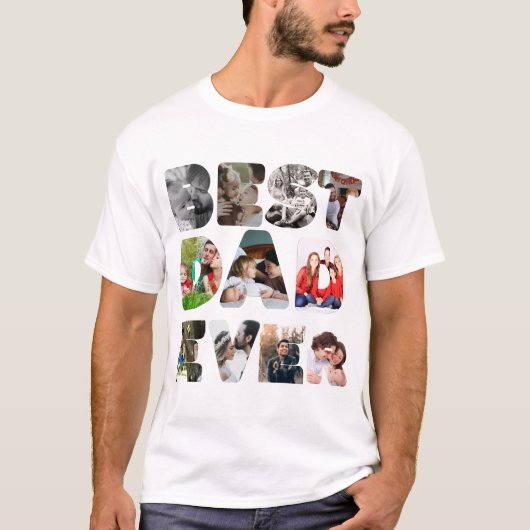 Personalisiert modern 11 Foto Bester Vater je T-Shirt (Vorderseite)