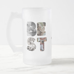 Personalisiert modern 11 Foto Bester Vater je Väte Mattglas Bierglas