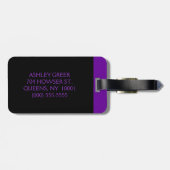 Personalisiert Modern 519 Lila Gepäckanhänger (Rückseite horizontal)