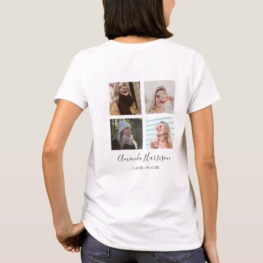 Personalisiert modern | 9 FOTO | Gedenkstätte T-Shirt (Rückseite)