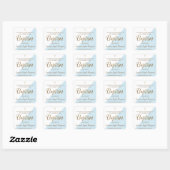 Personalisiert Modern Baby Blue Taufe danke Quadratischer Aufkleber (Blatt)