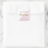 Personalisiert Modern Baby rosa Taufe danke Quadratischer Aufkleber (Tasche)