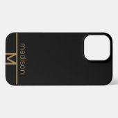 Personalisiert-Modern-Black-Gold-Monogramm einfach iPhone Hülle (Rückseite (Horizontal))