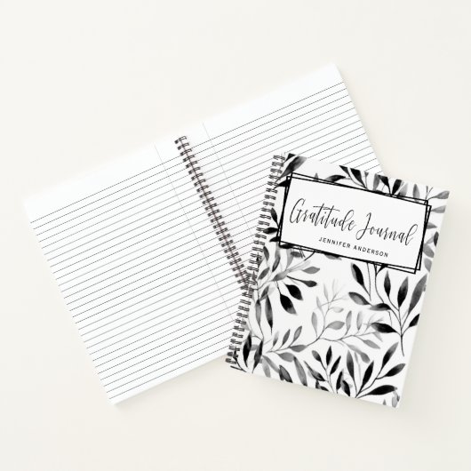 Personalisiert Modern Black Leaf Dankesblatt Notizblock (Innenseite)