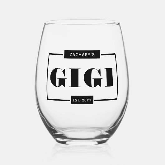 Personalisiert Modern Bold Gigi Est New Oma Weinglas Ohne Stiel (Vorderseite)