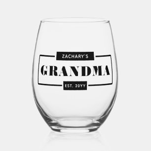 Personalisiert Modern Bold Oma Est Weinglas Ohne Stiel