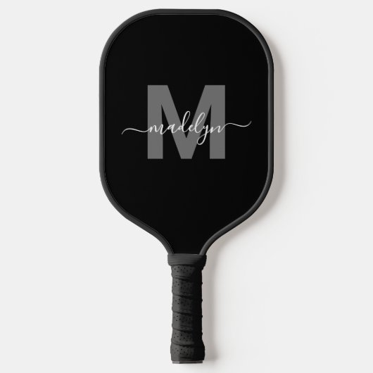 Personalisiert Modern; Bold Script Name Monogram Pickleball Schläger (Vorderseite)