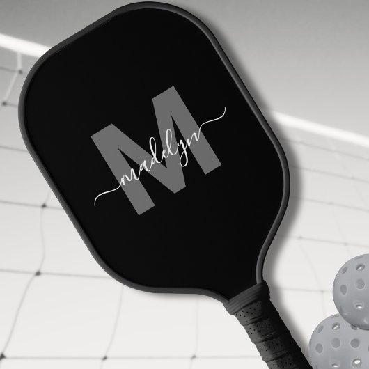 Personalisiert Modern; Bold Script Name Monogram Pickleball Schläger
