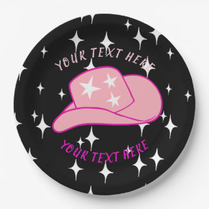 Personalisiert Modern Cowgirl Hat Sternexplosion B Pappteller