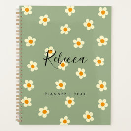 Personalisiert Modern Daisy Floral Green 2023 Planer