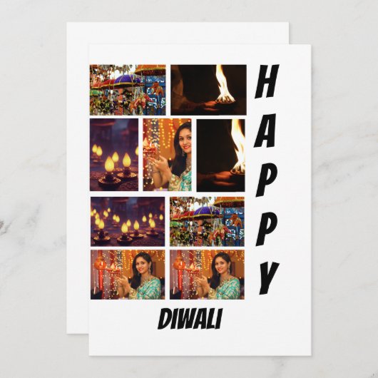 Personalisiert Modern Diwali 9 Fotomaterial Einladung (Vorne/Hinten)