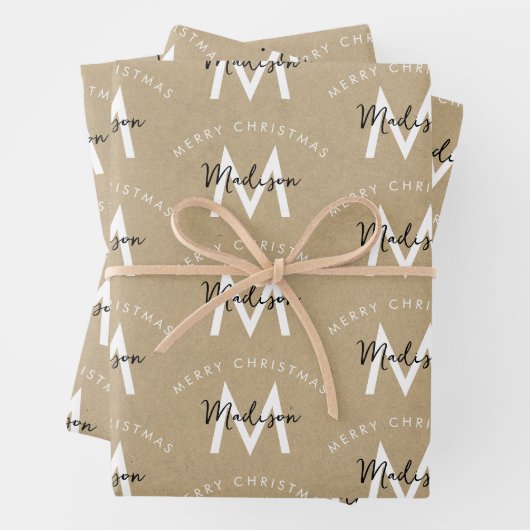 Personalisiert Modern Frohe Weihnachtsklebstoff Mo Geschenkpapier Set (Beispiel)