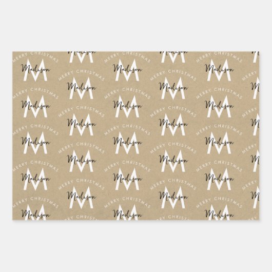 Personalisiert Modern Frohe Weihnachtsklebstoff Mo Geschenkpapier Set (Vorderseite)