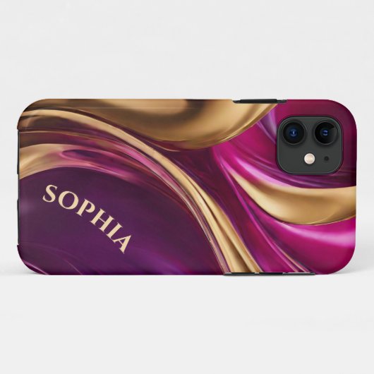 Personalisiert-modern-Fuchsien Lila und Gold- Case-Mate iPhone Hülle (Rückseite (Horizontal))