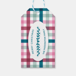 Personalisiert Modern Gingham Weihnachtsgeschenk Geschenkanhänger