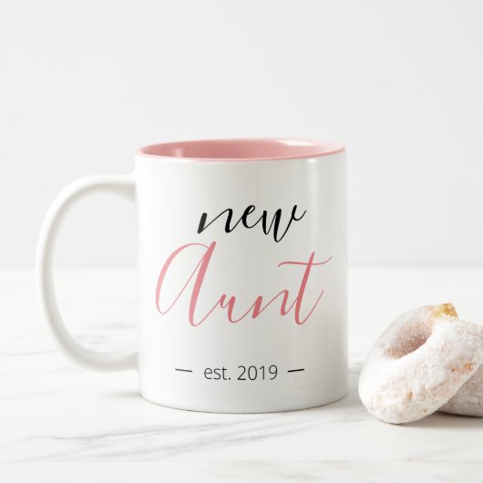 Personalisiert Modern Giro New Aunt Zweifarbige Tasse (Mit Donut)