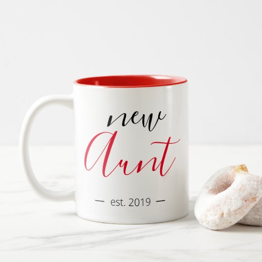 Personalisiert Modern Giro New Aunt Zweifarbige Tasse (Mit Donut)