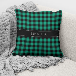 Personalisiert Modern Green Kariert Gingham Kissen