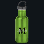 Personalisiert-Modern-Grünes Monogramm Edelstahlflasche<br><div class="desc">Personalisiert-Grüne Monogramm-Edelstahlflasche</div>