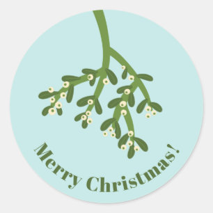 Personalisiert Modern Mistletoe Weihnachten Runder Aufkleber
