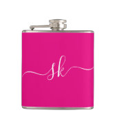 Personalisiert Modern Monogram Pink Bachelorette Flachmann (Vorderseite)