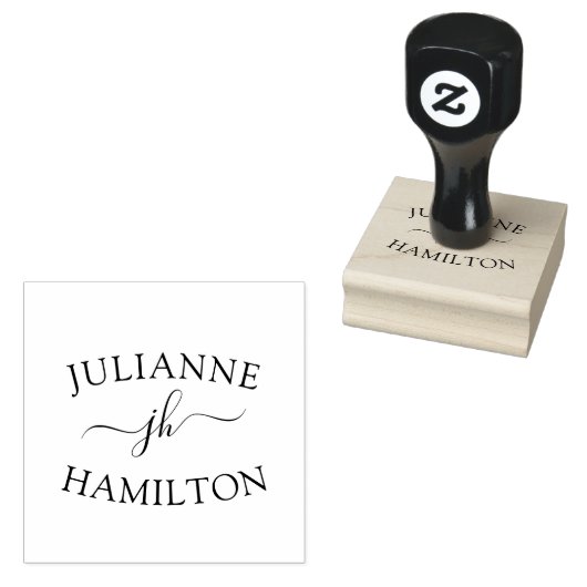 Personalisiert-Modern-Monogramm Gummistempel (Stempel)