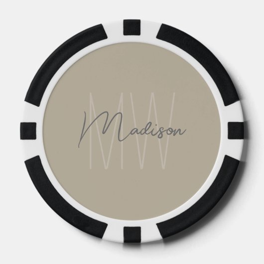 Personalisiert-Modern-Monogramm Pokerchips (Vorderseite)