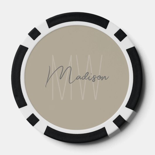 Personalisiert-Modern-Monogramm Pokerchips (Rückseite)