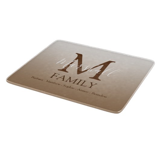 Personalisiert-Modern-Monogramm Schneidebrett (Ecke)