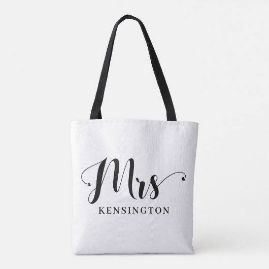 Personalisiert Modern Mrs. Newlywed Typography Tasche (Rückseite)