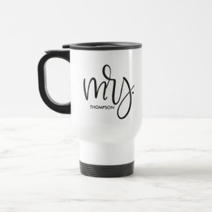 Personalisiert Modern Mrs. Script Wedding Reisebecher