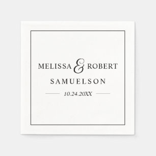 Personalisiert Modern NAME Black & White Wedding Serviette