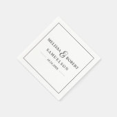 Personalisiert Modern NAME Black & White Wedding Serviette (Ecke)