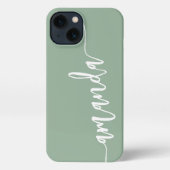 Personalisiert-Modern Name Sage Green iPhone Hülle (Rückseite)