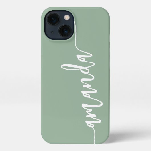 Personalisiert-Modern Name Sage Green iPhone Hülle (Rückseite)