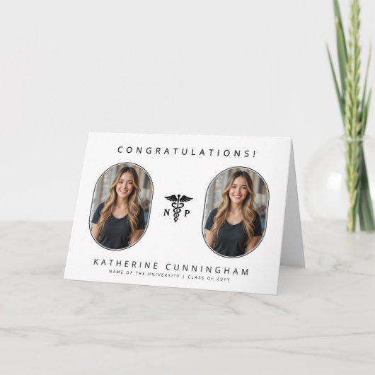 Personalisiert Modern NP Nurse Practitioner 2 Foto Karte (Vorderseite)